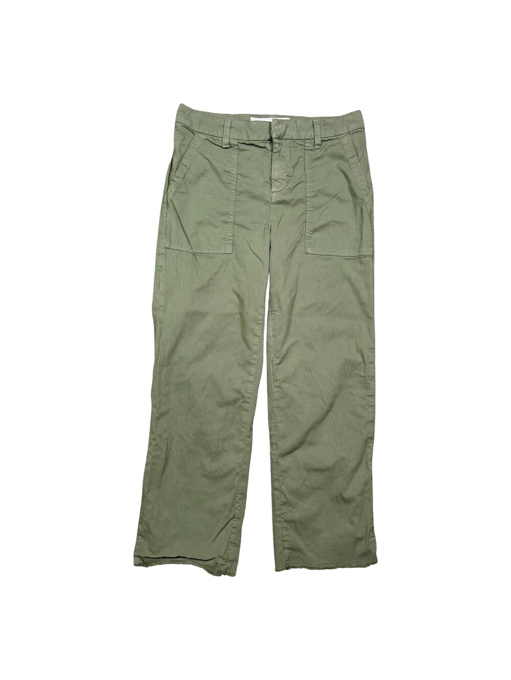 Frank & Eileen Wicklow Italian Chino Pants Womens 4 Green Cropped Raw Hem USA